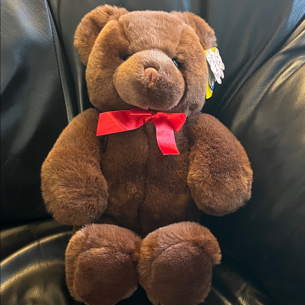 Gund Chocolate Brown Teddy Bear with Red Bow